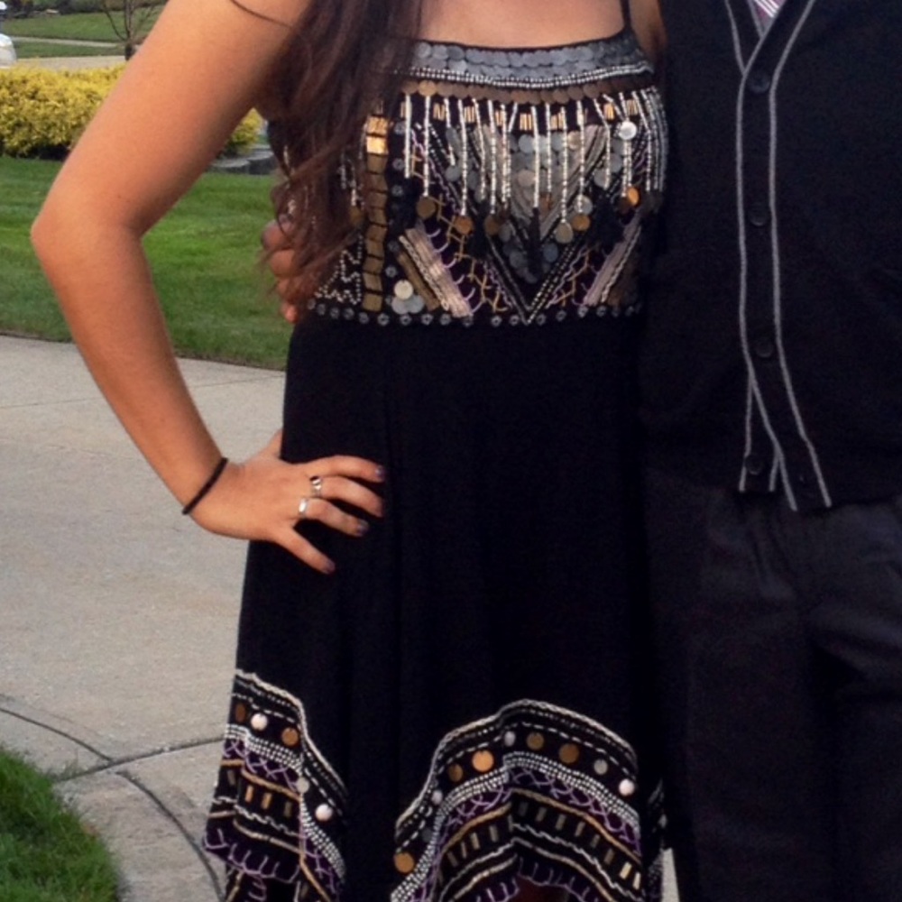 Free people handkerchief bottom beaded dress